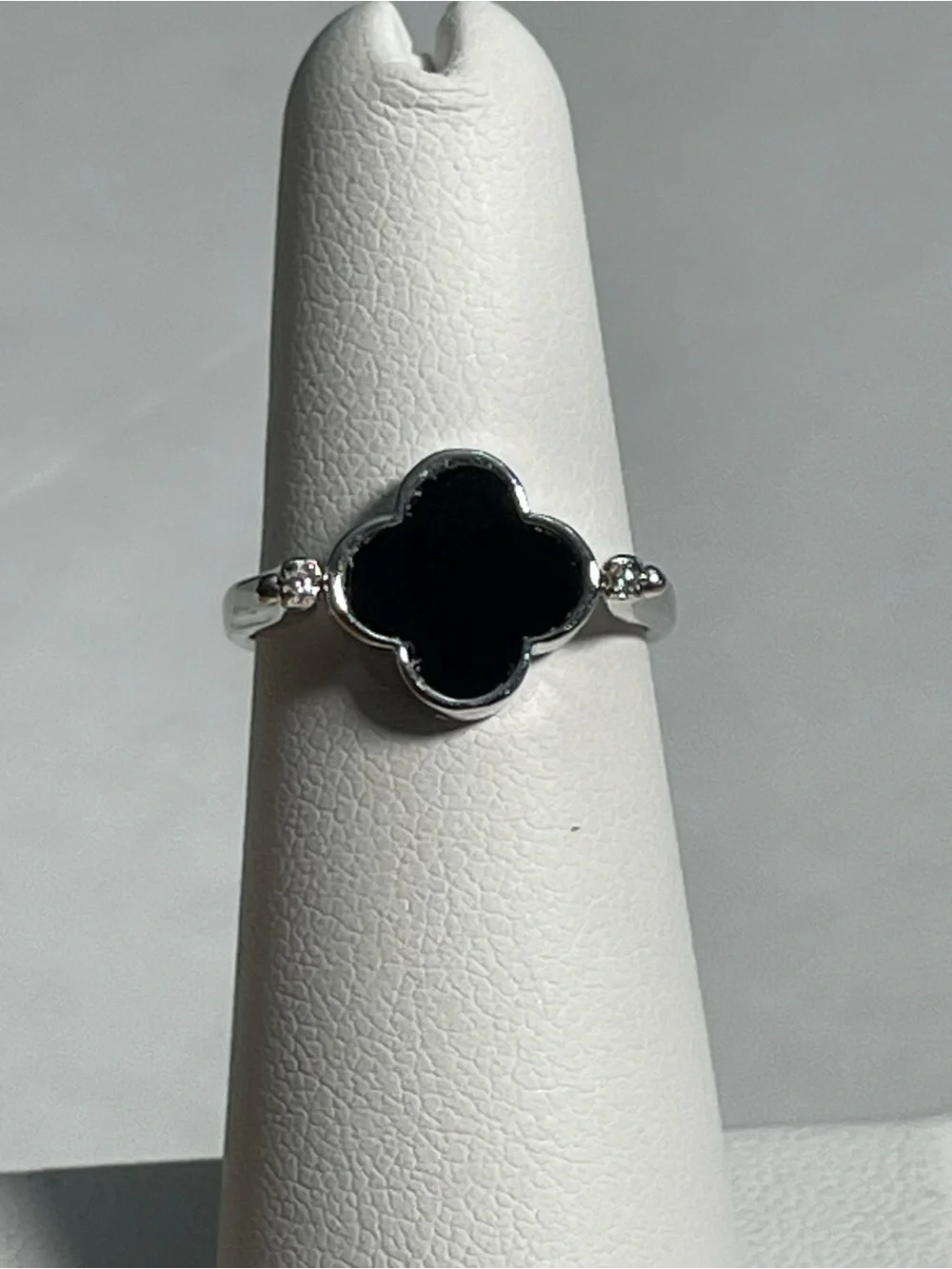 Bomb Party Sterling Club Clover Ring, A Stunning Story,Onyx Cz Sterling Sz 6